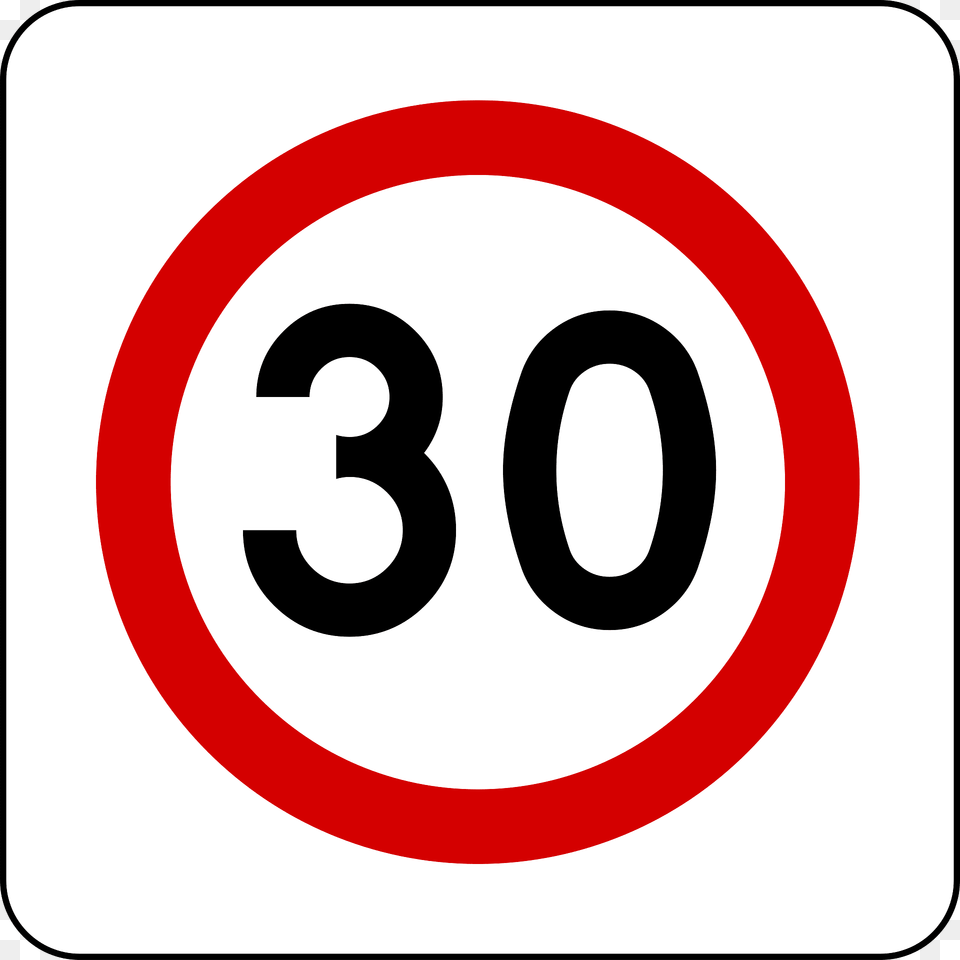 Speed Limit Zone Sign In Poland Clipart, Symbol, Road Sign, Number, Text Free Png