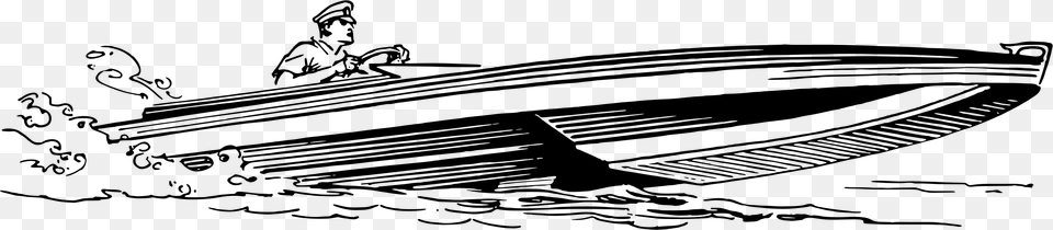 Speedboat 2400px Speed Boat Clipart Black And White, Gray Png Image