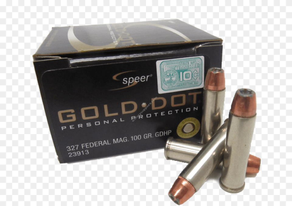 Speer Gold Dot 327 Federal Magnum 100gr Gdhp Ammunition Bullet, Weapon, Smoke Pipe Free Png Download