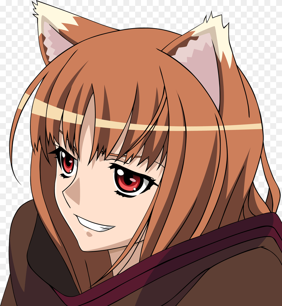 Spice And Wolf Holo Animal Ears Vector Trace Spice And Wolf Holo Smug, Anime, Book, Comics, Publication Png Image