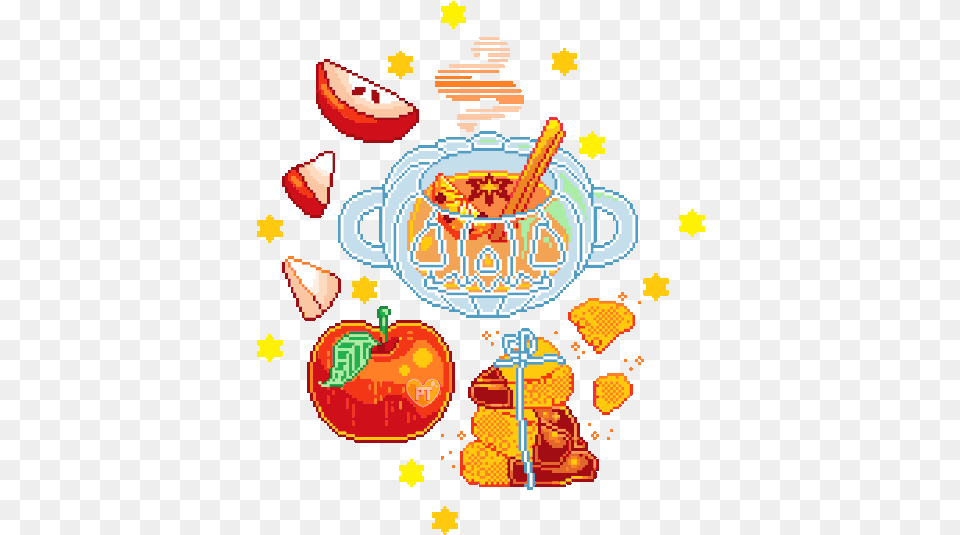Spicy Hot Apple Cider Honeycomb Toffee U0026 Seasonal Pixel Spicy Food Pixel Art, Pottery, Cookware, Pot, Baby Png Image