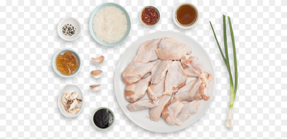 Spicy Orange Chicken Wings With Shiitake Sesame Rice Barbecue Sauce, Food, Food Presentation, Meal, Plate Free Transparent Png