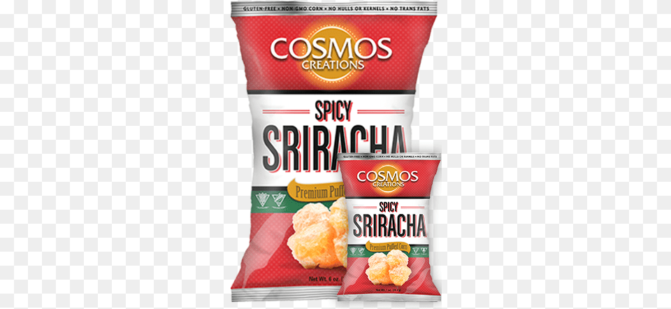 Spicy Sriracha Cosmos Creations Premium Puffed Corn Spicy Sriracha, Food, Snack, Ketchup Free Png Download