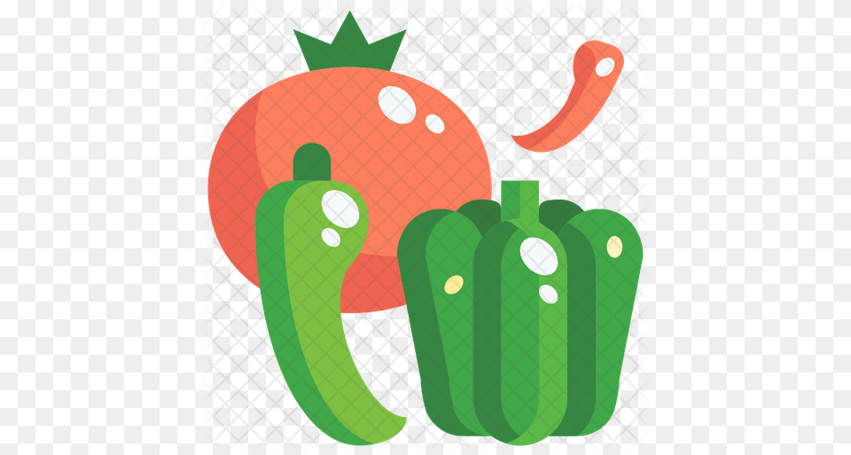 Spicy Vegetables Icon Illustration, Food, Produce, Bell Pepper, Plant Png Image