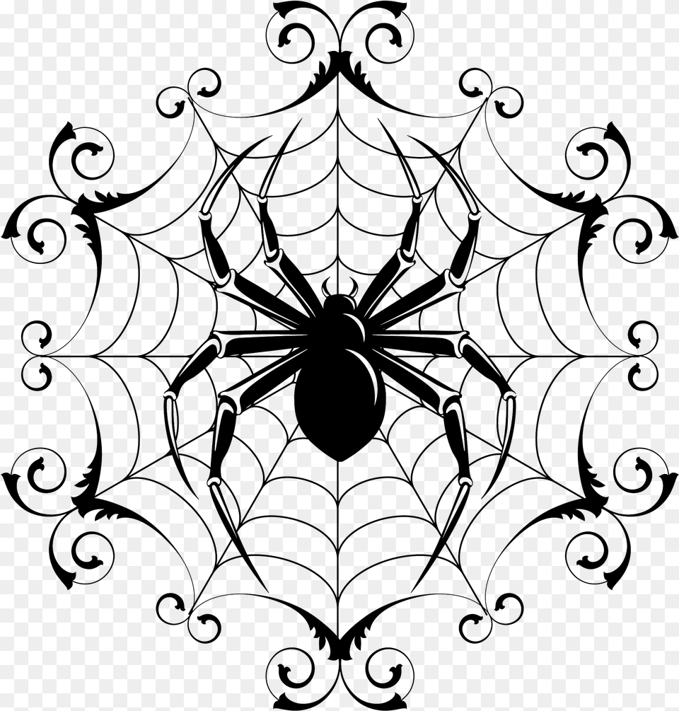 Spider And Spider Web Image Spider With Web Drawing, Spider Web, Gate Free Transparent Png