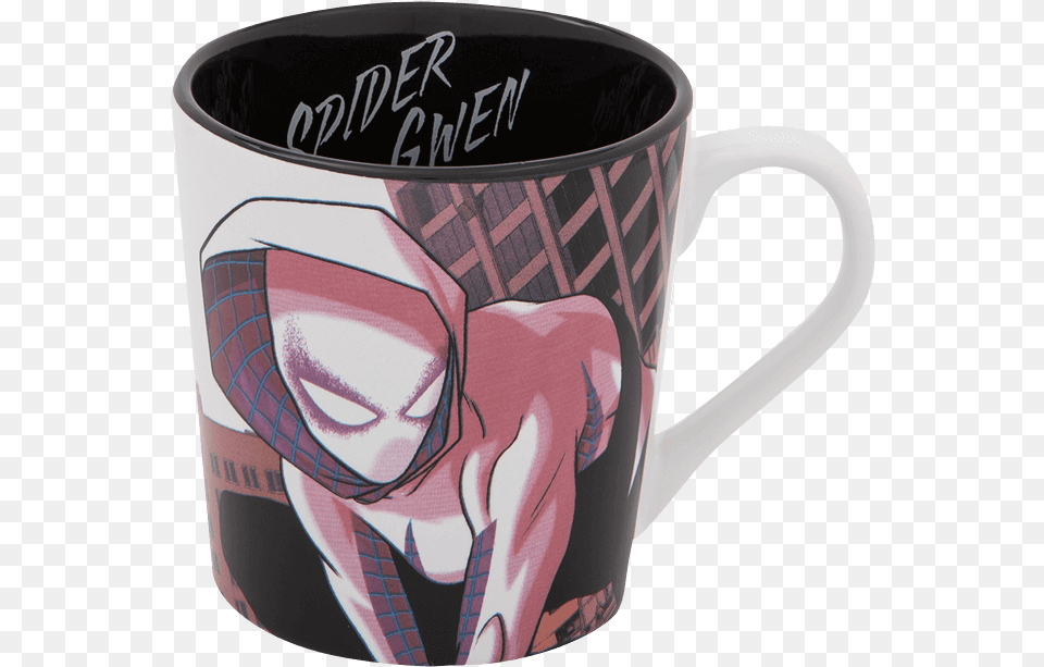 Spider Gwen Ceramic Mug Spider Gwen Cup, Beverage, Coffee, Coffee Cup, Face Png