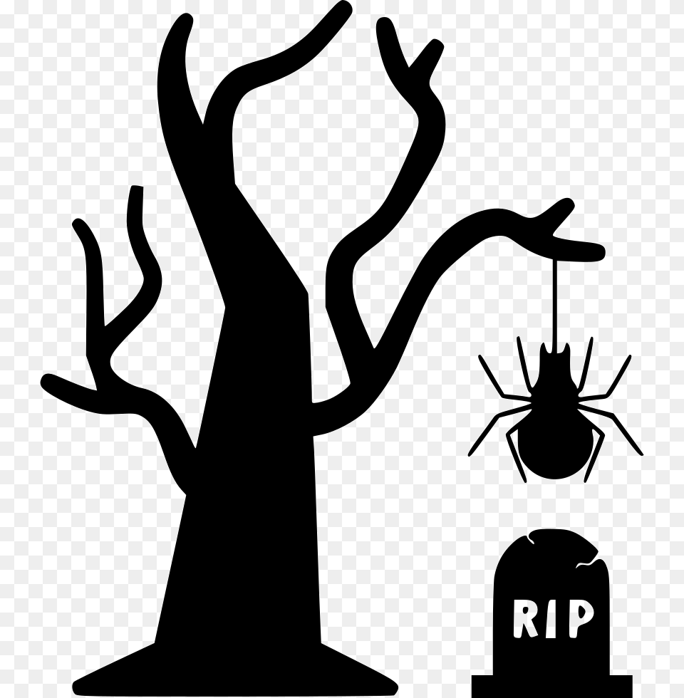 Spider Hanging Jpg Halloween Tree Icon, Silhouette, Stencil, Animal, Insect Free Transparent Png