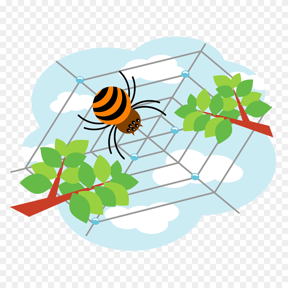Spider Making A Web Between Branches Clipart, Animal, Bee, Honey Bee, Insect Png
