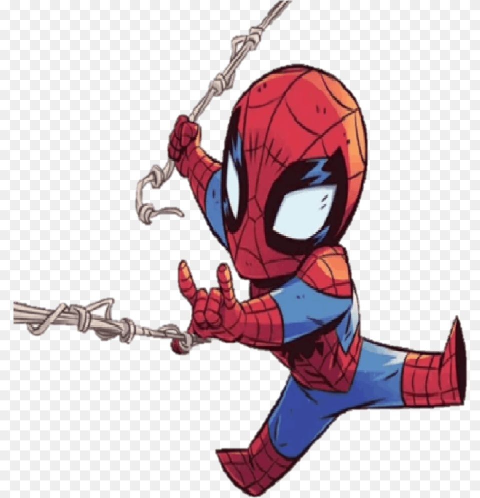 Spider Man Baby Cartoons Spiderman Chibi, Book, Comics, Publication, Adult Free Transparent Png