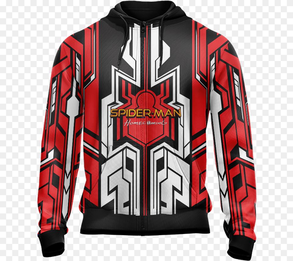 Spider Man Homecoming Logo Zip Up Hoodie Wackytee Need For Speed Heat Jacket, Clothing, Coat, Leather Jacket Free Png Download