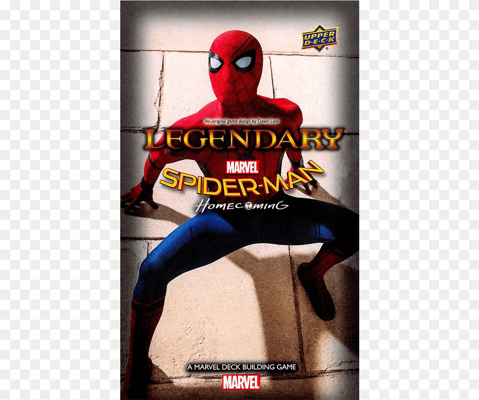 Spider Man Homecoming Small Box Expansion Upper Deck Legendary Marvel Deck Building Game Spider Man, Advertisement, Person, Poster, Book Png
