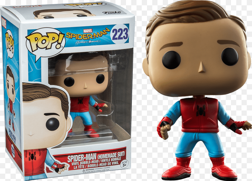 Spider Man Homecoming Spider Man Homemade Suit Unmasked Funko Pop Spiderman Homecoming, Face, Head, Person, Baby Free Png