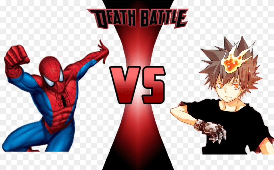 Spider Man Vs Tsuna Sawada Download Death Battle Puss In Boots, Adult, Publication, Person, Female Png