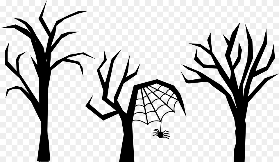 Spider On Tree Drawing, Gray Png Image