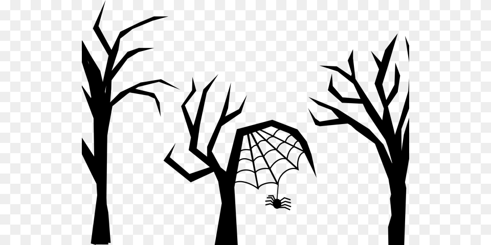 Spider On Tree Drawing, Gray Png