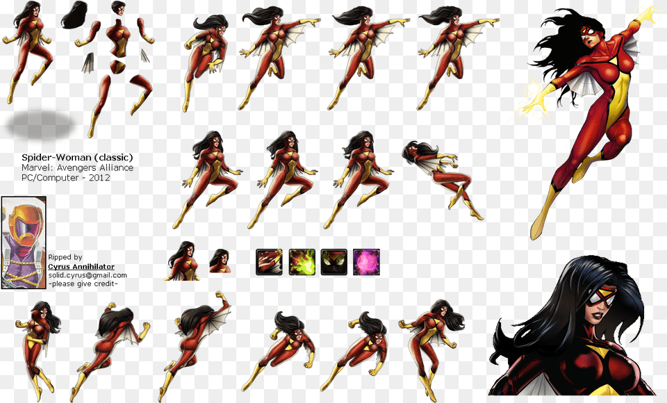 Spider Woman Sprite Sheet Super Heroes, Adult, Publication, Person, Female Free Png