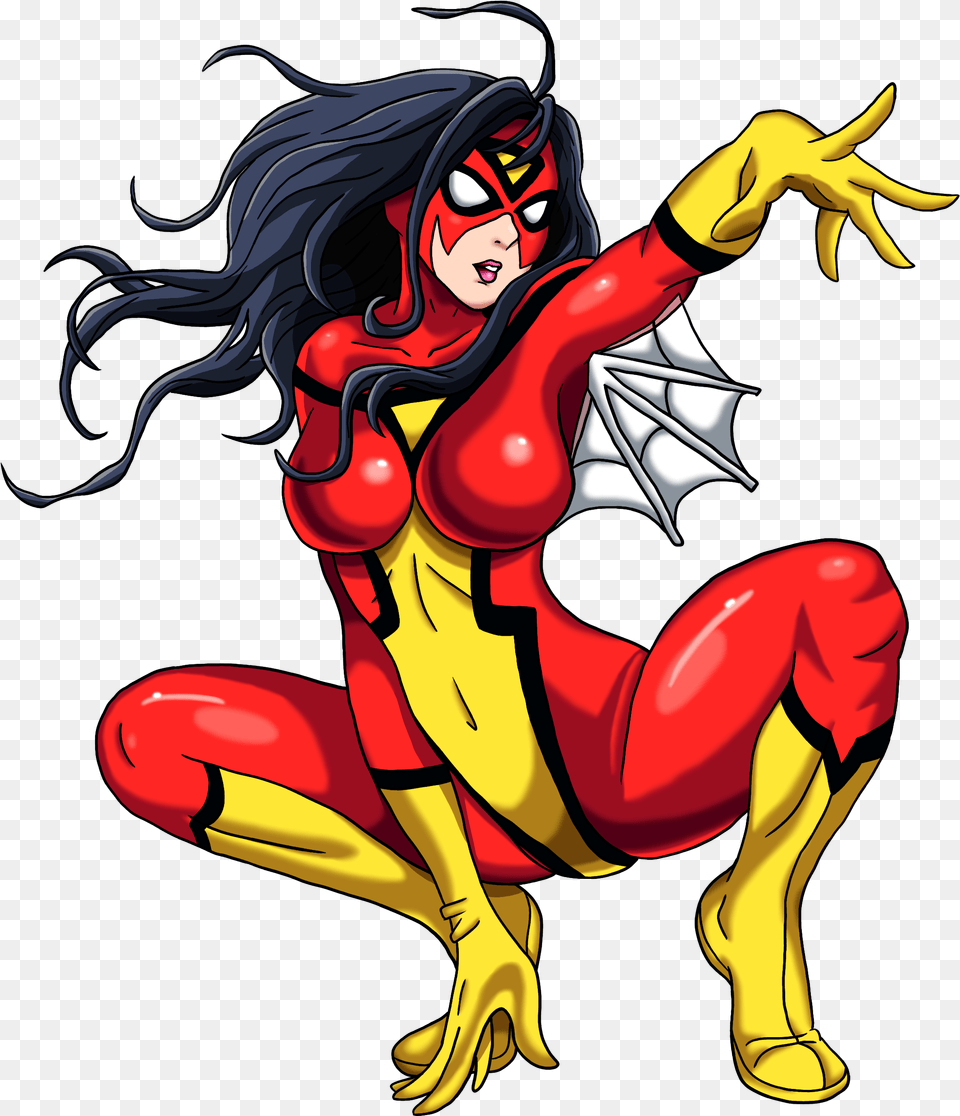 Spider Woman Transparent Womanpng Images Pluspng Marvel Spider Woman Anime, Book, Comics, Publication, Person Free Png Download