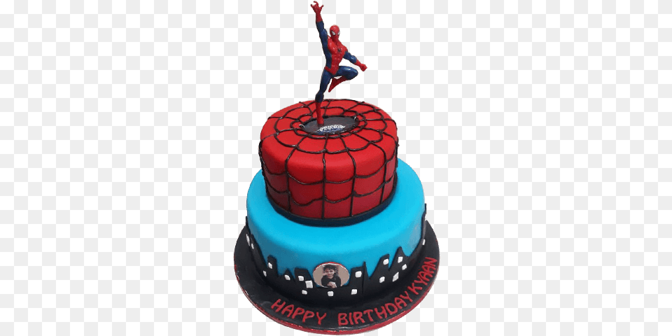 Spiderman Birthday Cake Made With Fondant Spiderman Cake, Birthday Cake, Cream, Dessert, Food Free Png