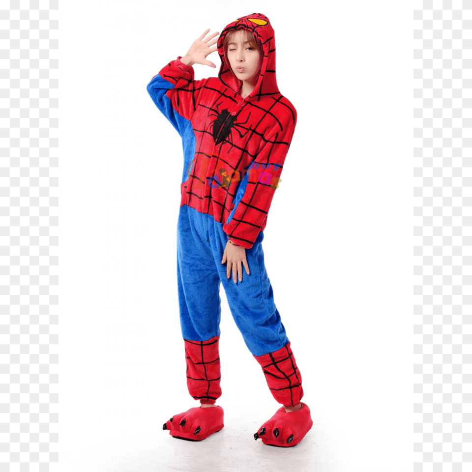 Spiderman Costume Onesies Hoodie Kigurumi Pajamas Party Wear, Clothing, Coat, Hood, Person Png