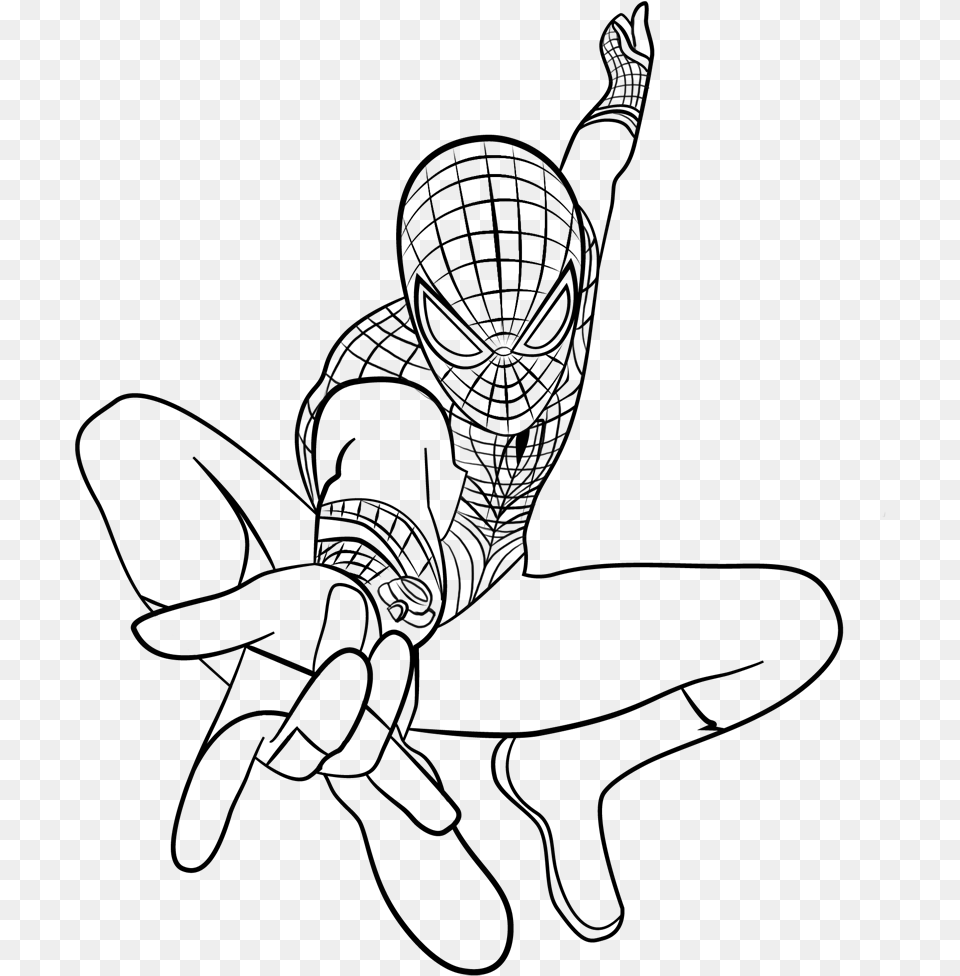 Spiderman Line Art, Drawing Free Png Download