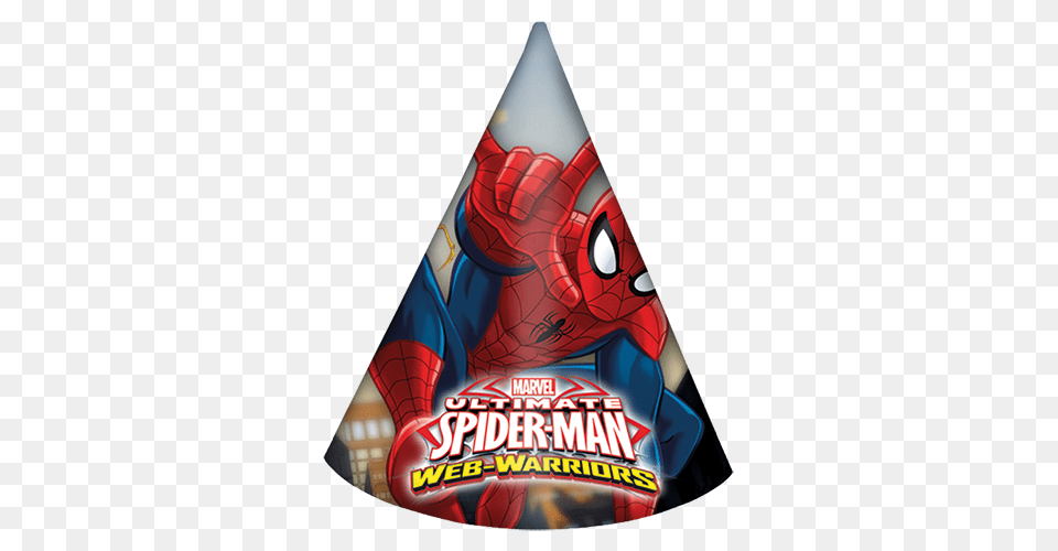 Spiderman Web Warriors Party Set 75 Pieces For 6 8 Children Spiderman Party Hat, Clothing, Can, Tin Png