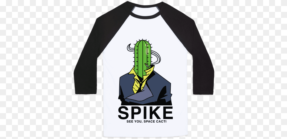 Spike Cactus Cowboy Bebop Baseball Tee Don T Touch Me Cactus Logo, Clothing, Long Sleeve, Sleeve, T-shirt Free Transparent Png