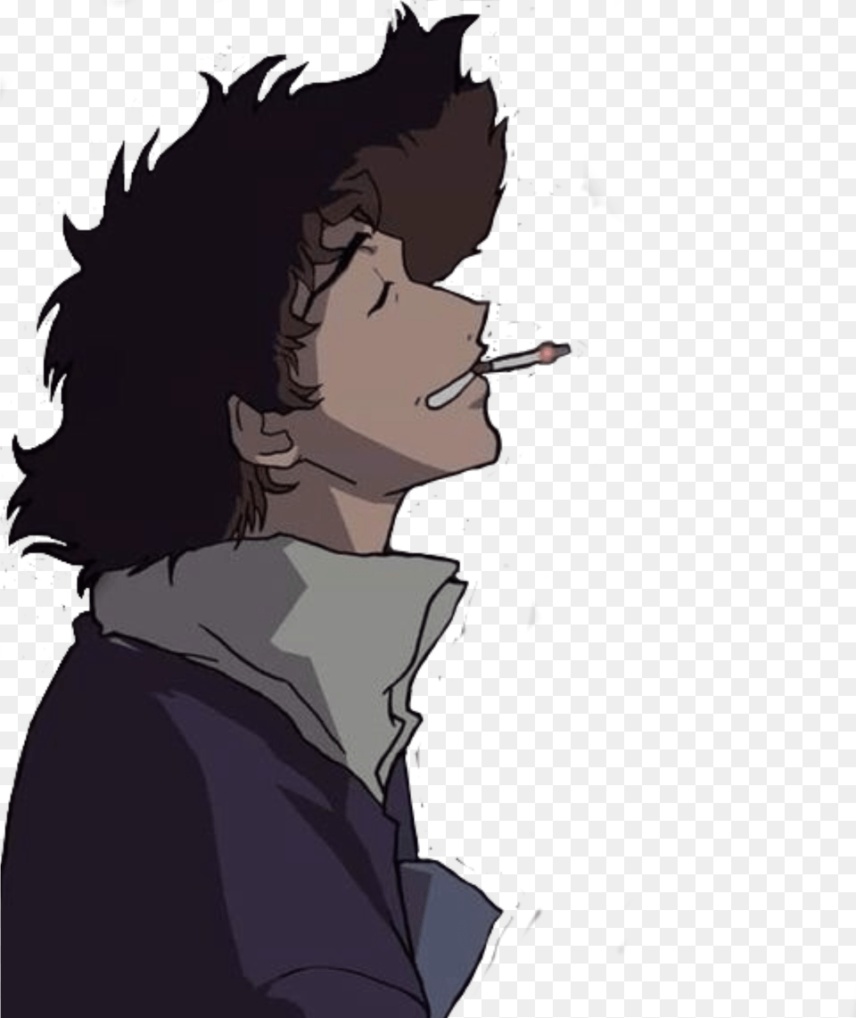 Spike Spikespiegel Sticker Anime Guy Smoking Gif, Face, Head, Person, Adult Png Image