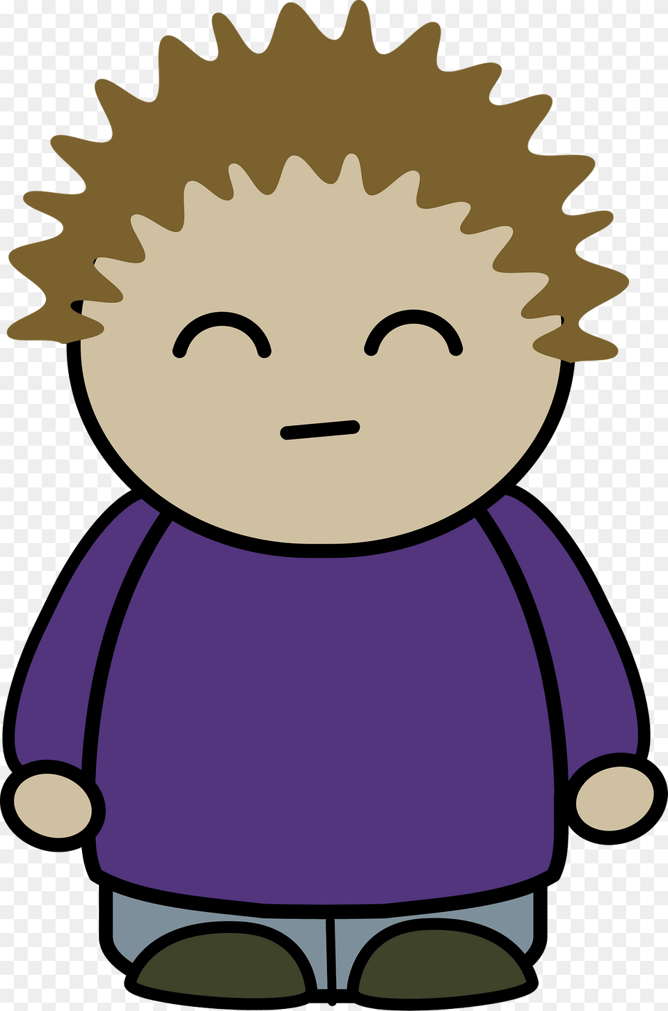 Spiky Haired Boy In A Purple Shirt Eyes Closed Front Clipart, Face, Head, Person, Baby Free Png