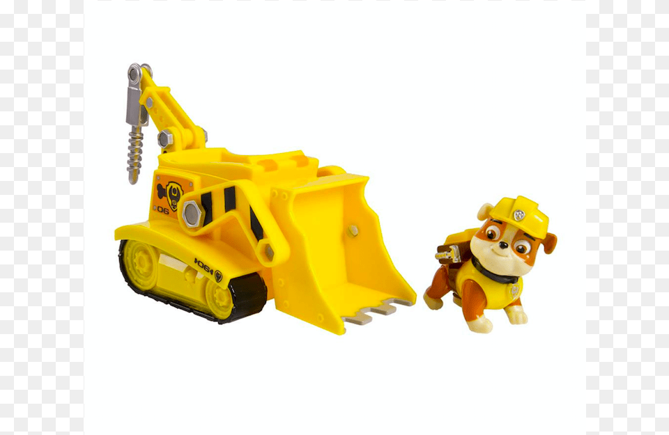 Spin Master Paw Patrol Rubble Paw Patrol Vehicle And Pup, Toy, Machine, Bulldozer, Face Free Png Download