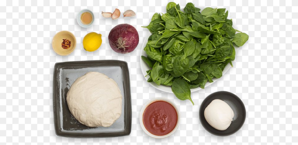 Spinach Amp Fresh Mozzarella Pizza With Lemon Amp Chile Fresh Pizza Ingredients, Ketchup, Food, Egg, Produce Free Png