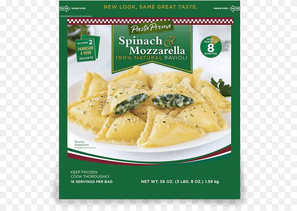 Spinach Amp Mozzarella Ravioli Spinach And Mozzarella Ravioli, Food, Pasta, Advertisement, Poster Free Png