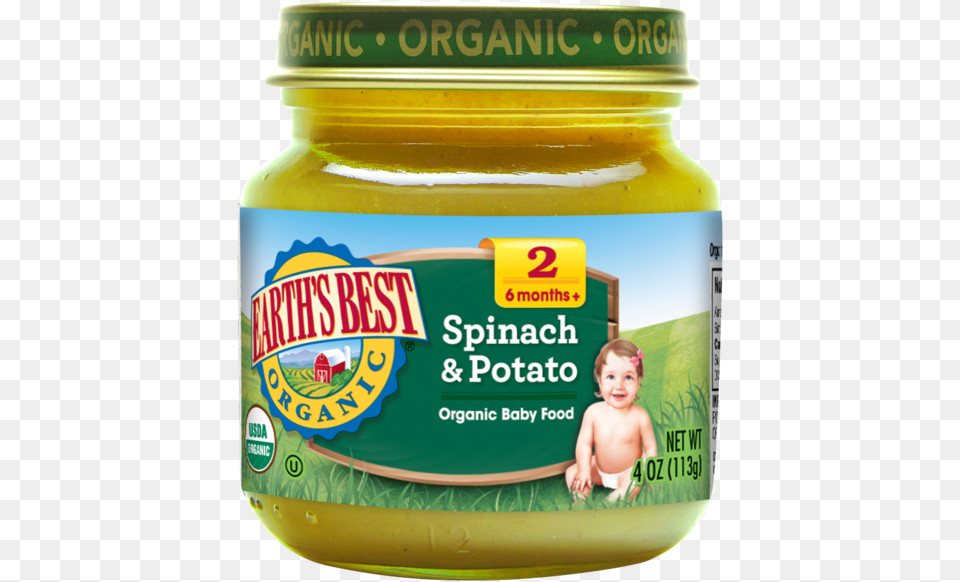 Spinach Amp Potatoes Earth39s Best, Baby, Person, Jar, Food Png Image