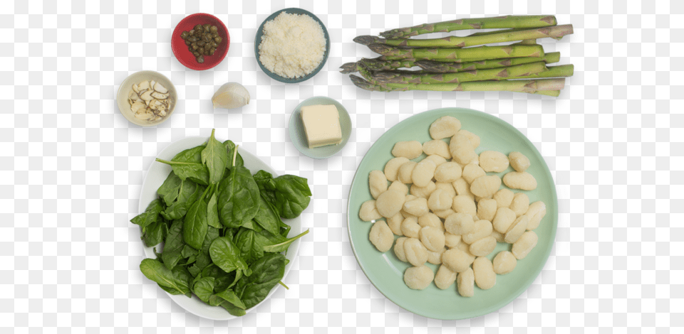 Spinach Pesto Gnocchi With Sauted Asparagus Amp Brown Lemon Top View, Food, Produce, Plant, Vegetable Free Png Download