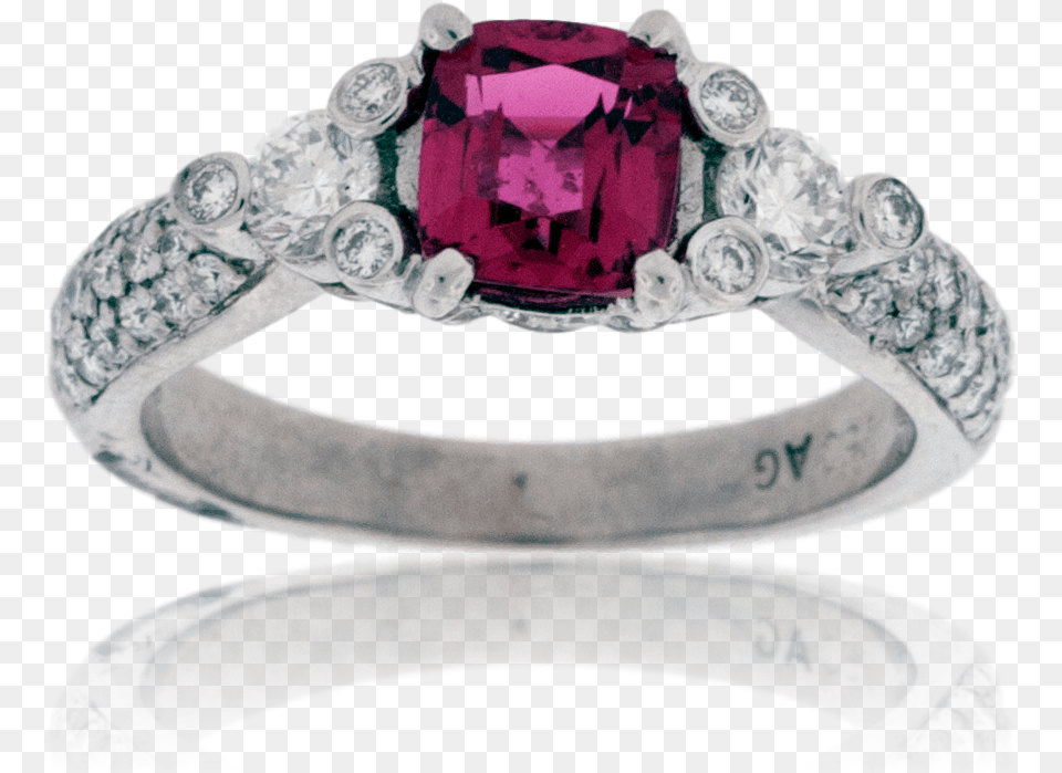 Spinel And Diamond Ring Interlocking Rings Pre Engagement Ring, Accessories, Jewelry, Gemstone, Silver Png Image