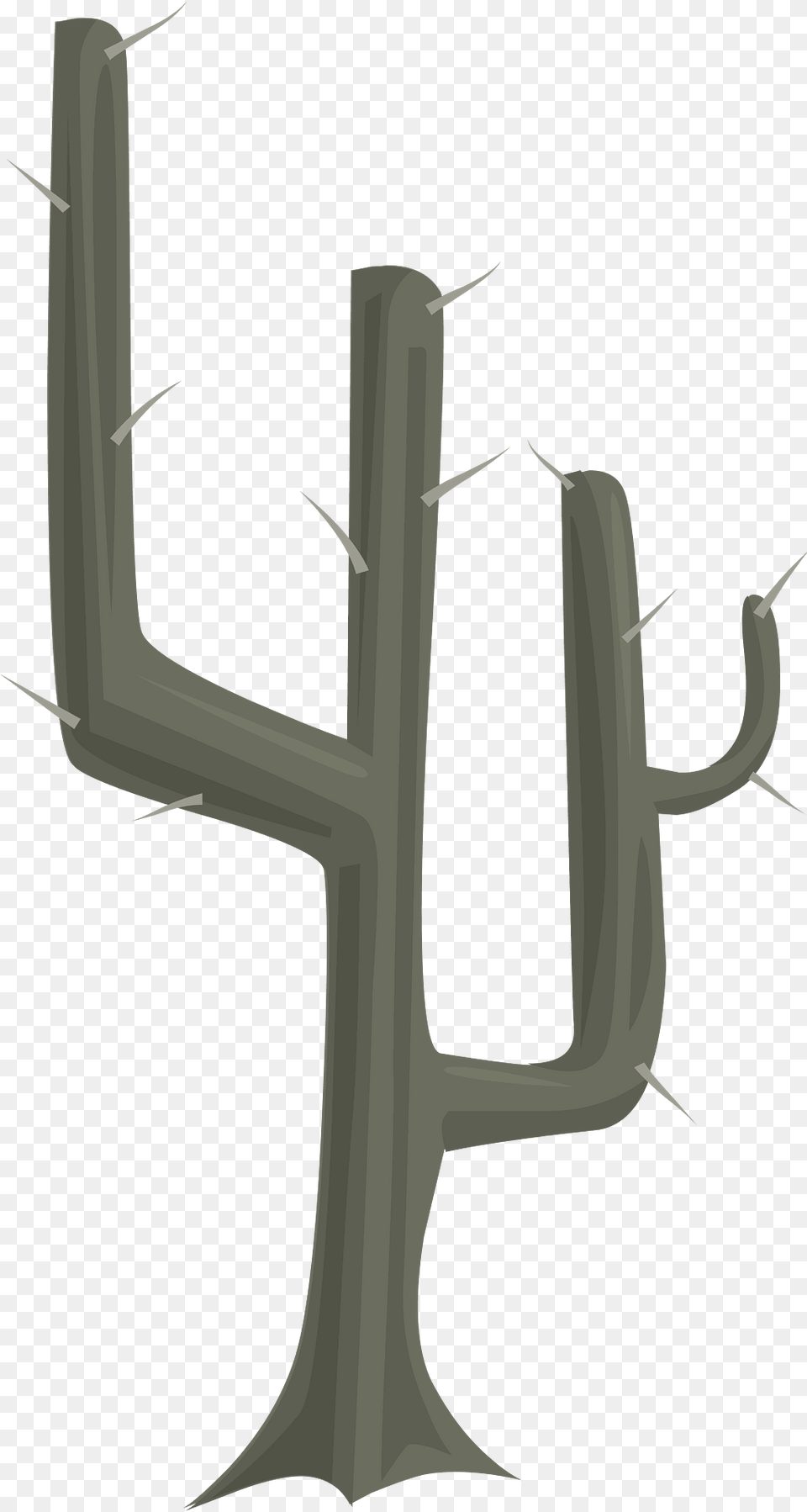 Spiny Dark Grey Cactus Clipart, Plant Png