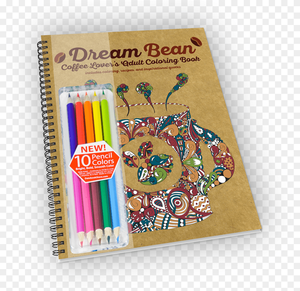 Spiral Bound Coloring Book With Coffee Theme And Colored Graphic Design Free Png Download