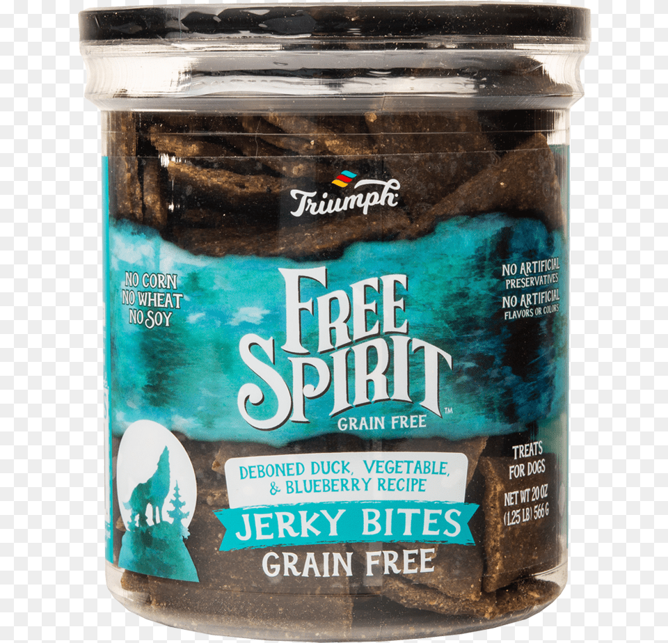 Spirit Grain Duck Vegetable U0026 Blueberry Recipe Triumph Jerky Bite Treats 20oz, Jar, Food Free Transparent Png
