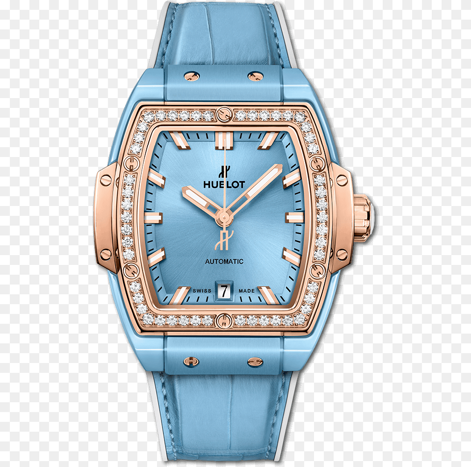 Spirit Of Big Bang Light Blue Ceramic King Gold Diamonds Spirit Of Big Bang Pink, Arm, Body Part, Person, Wristwatch Free Transparent Png