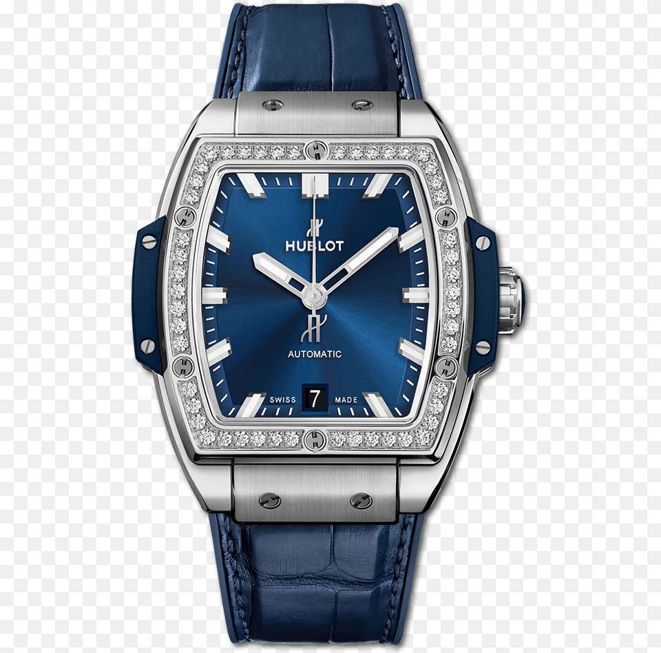 Spirit Of Big Bang Titanium Blue Diamonds Hublot Spirit Of Big Bang, Arm, Body Part, Person, Wristwatch Png Image