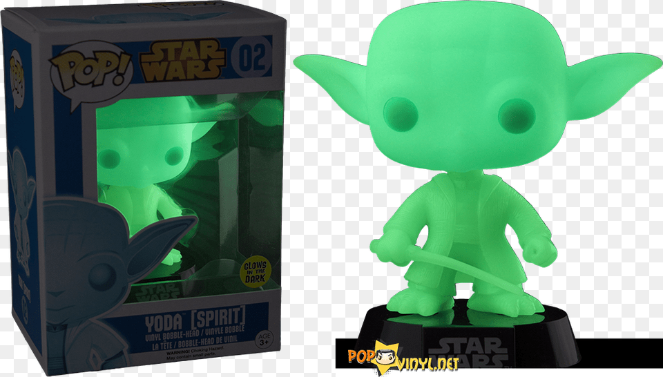 Spirit Yoda Glow In The Dark Pop Vinyl Bobble Head Funko Pop Star Wars 02 Yoda Spirit, Alien, Toy, Face, Person Free Png