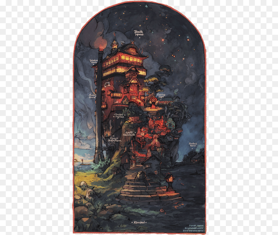 Spirited Away Map Spirited Away Art, Painting Free Transparent Png