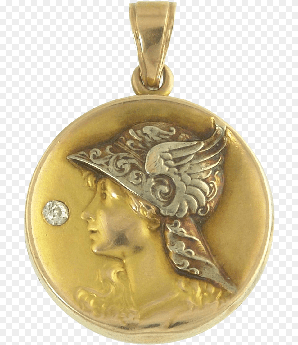 Spirited Diamond Art Nouveau Locket Of Mercury In Bi Color Locket, Accessories, Pendant, Jewelry, Face Png