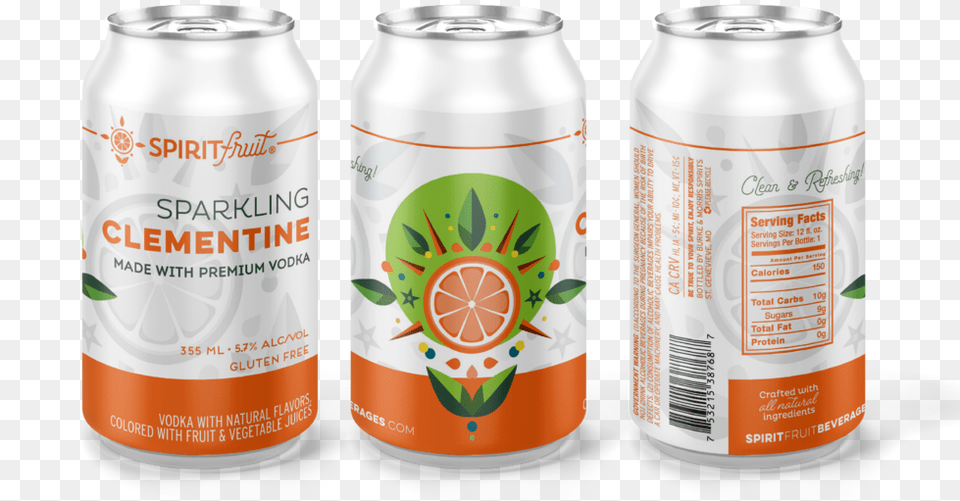 Spiritfruit Can Mockup Clementine 3 Caffeinated Drink, Tin Png