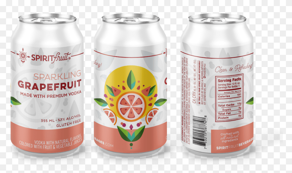 Spiritfruit Can Mockup Grapefruit 3 Caffeinated Drink, Tin, Beverage, Soda Png Image
