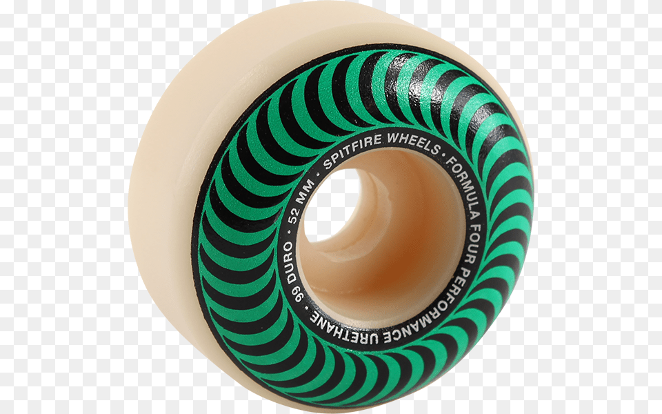 Spitfire F4 99a Classic Swirl 52mm White Wgreen Spitfire Wheels Classics, Tape Free Png Download