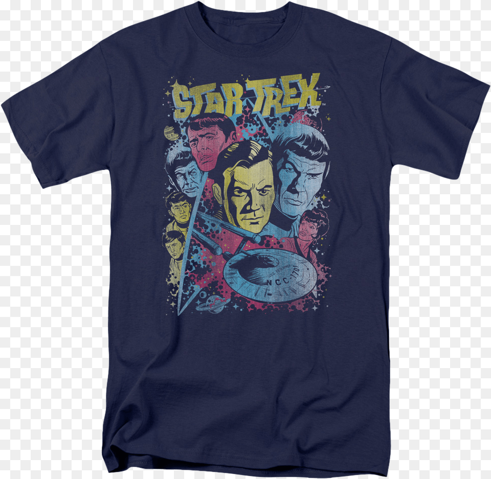 Splash Art Star Trek T Shirt Teen Titans Go Men Shirt, Clothing, T-shirt, Face, Head Png