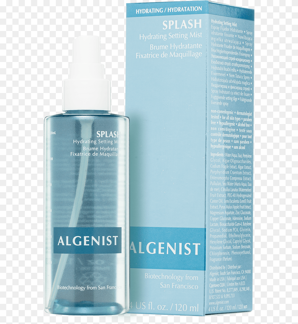Splash Hydrating Setting Mist Front And Large Image Algenist Splash Hydrating Setting Mist, Bottle, Cosmetics, Perfume Png