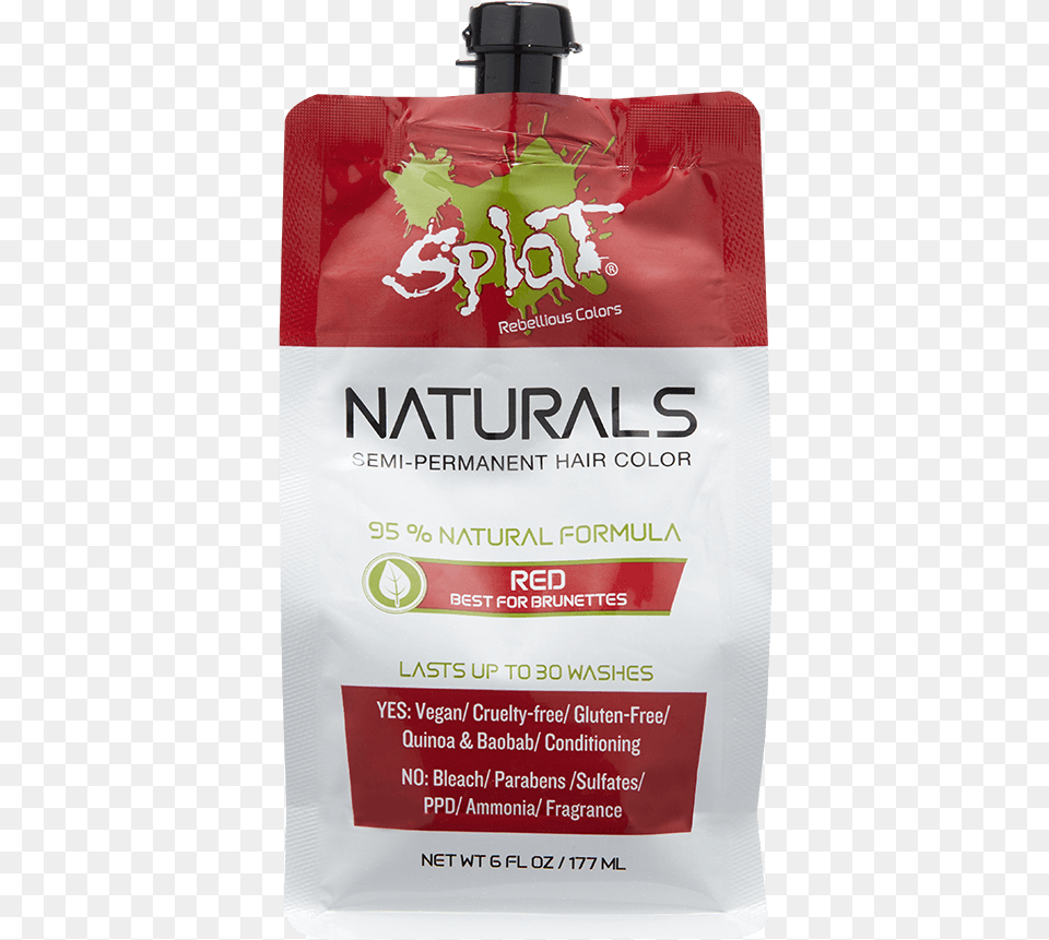 Splat Naturals 30 Wash Semi Permanent Hair Color Red Strawberry, Advertisement, Poster, Bottle, Powder Png