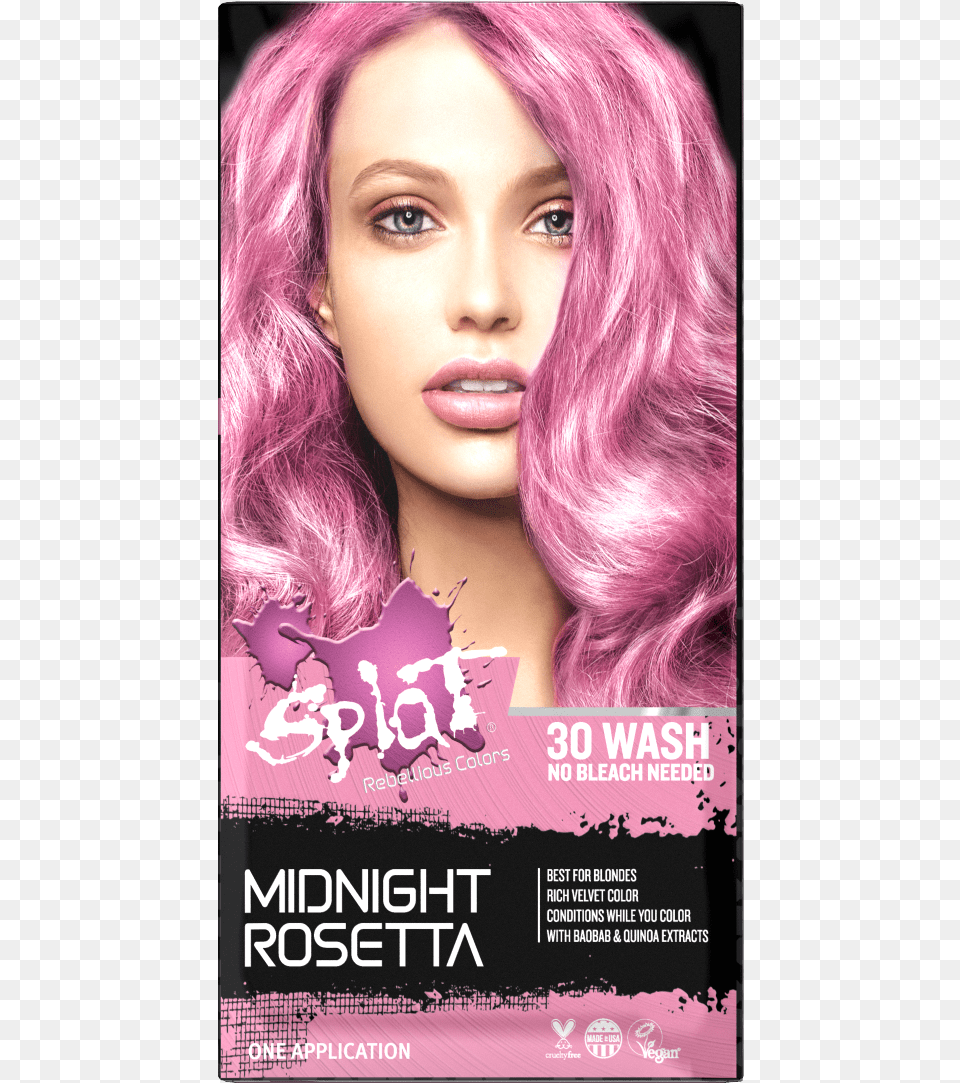 Splat Semi Permanent Midnight Rosetta Hair Color Kit Pink Splat Hair Dye 30 Wash, Adult, Poster, Person, Woman Free Png Download