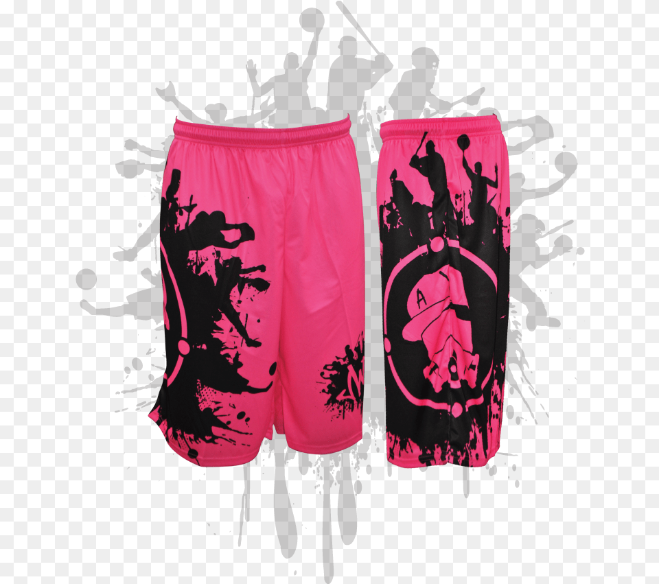 Splatter Splash Mens Full Dye Shorts Neon Pinkblack Full Dye Mens Softball Jerseys, Clothing, Swimming Trunks, Person Free Png